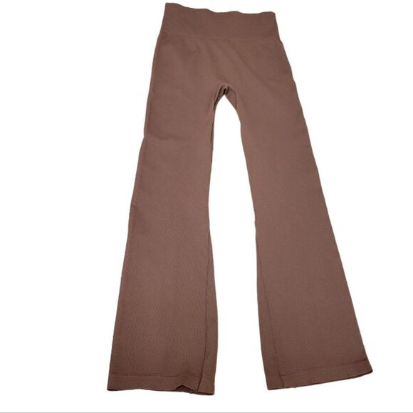 OQQ Ribbed Flare Leggings Brown Size Large - Picture 2 of 3